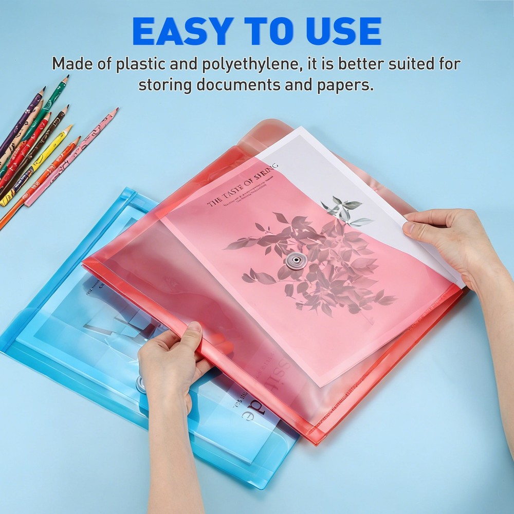 3 Pack Clear Plastic Poly Envelopes, File Folders Document Envelopes, Purple