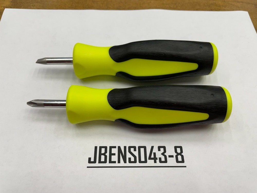 Snap-on Tools NEW HI-VIZ 2pc Soft Grip Instinct Handle Stubby Screwdriver Set