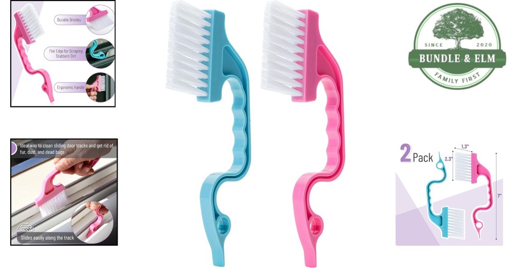 2-Pack Durable Cleaning Brushes for Window Tracks, Ergonomic Plastic Handle