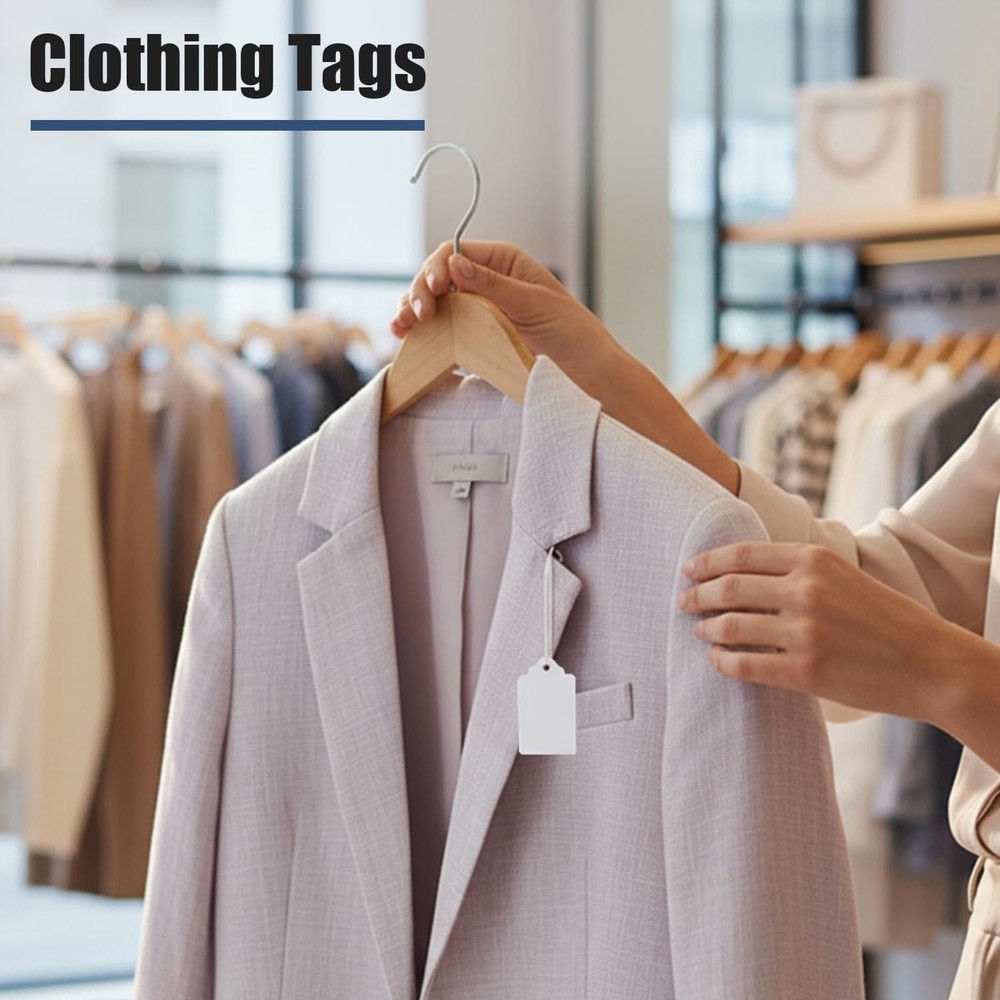 1000pcs Price Tags Without String, 1.75" x 1.093" White no string,
