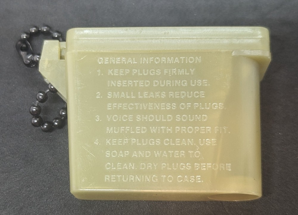 Military Issue Ear Plug Case with Inserter & Chain NOS
