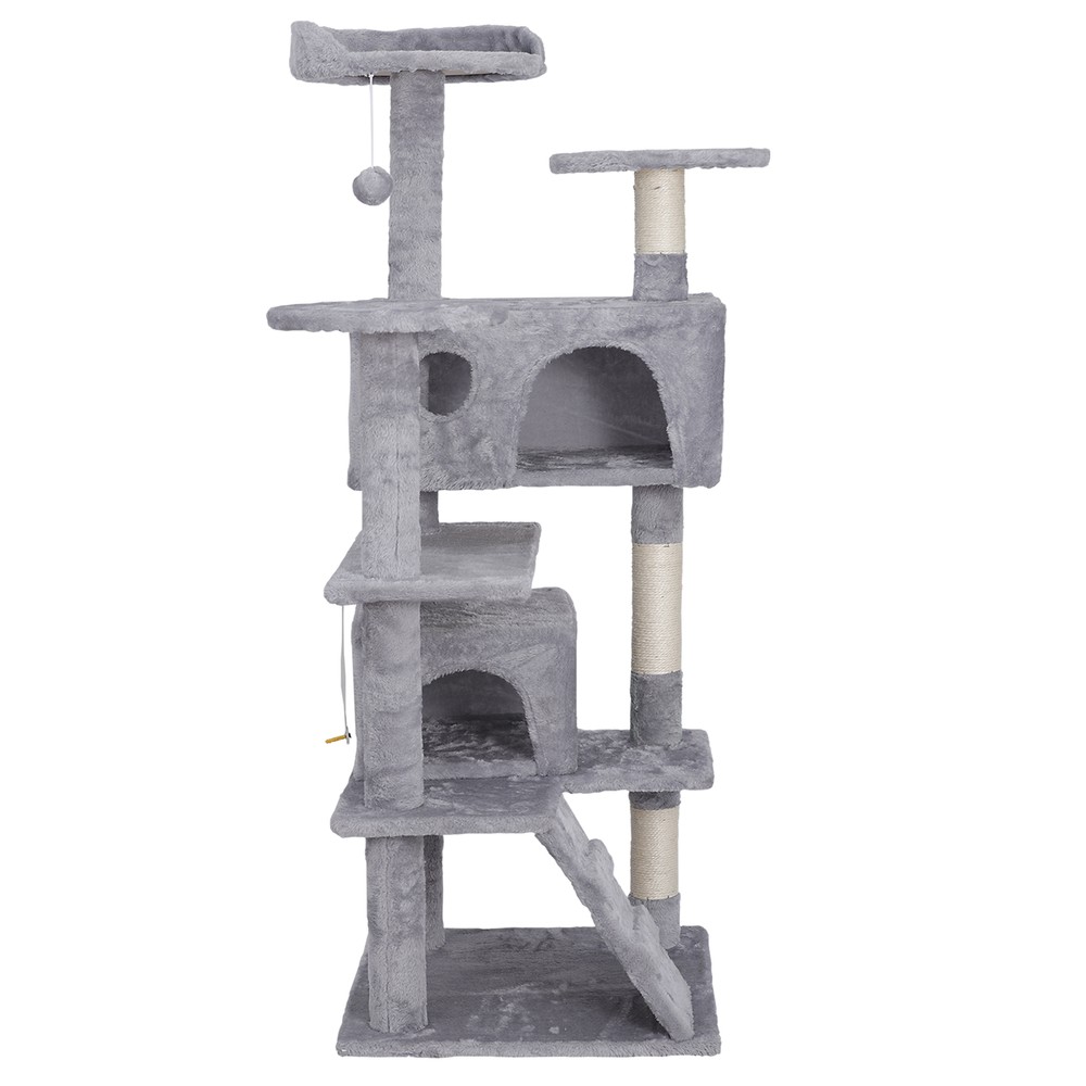 Home Ketty Cat Tree Multifunctional Condo Scracthing Post Tower, Light Gray 55"