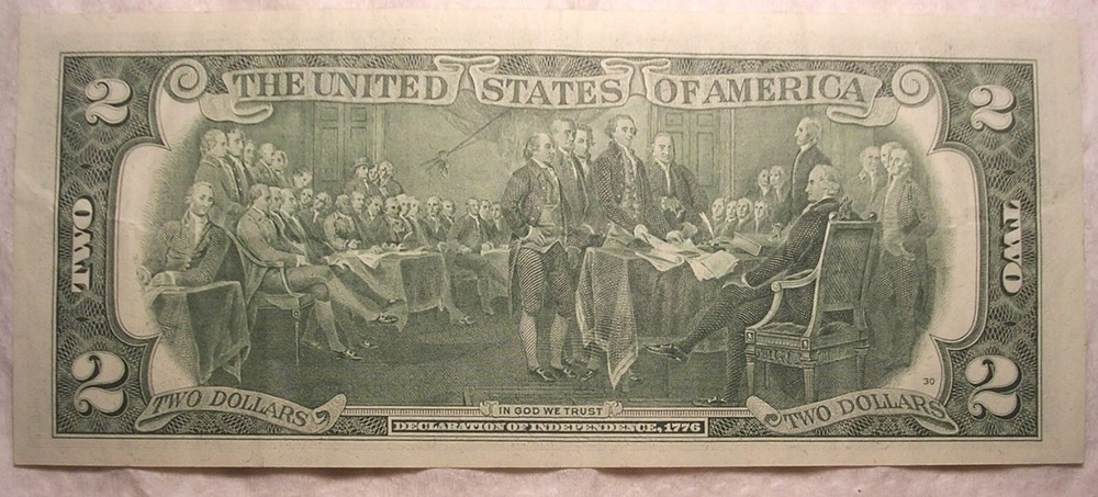 1976 Bicentennial Miscut/Misaligned Error $2 Bill, Lightly Circulated, Nice
