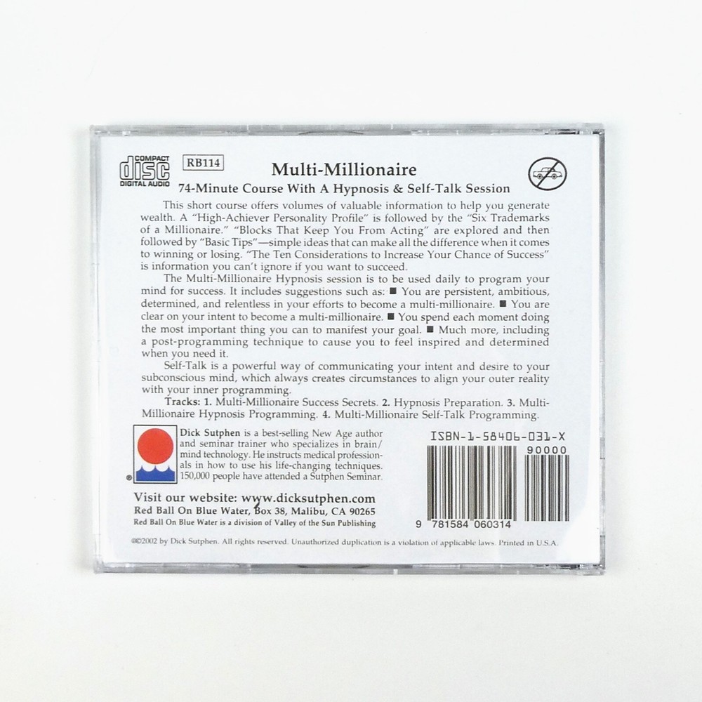 MULTI-MILLIONAIRE MindSet Course & Self Hypnosis CD Dick Sutphen mind set Audio