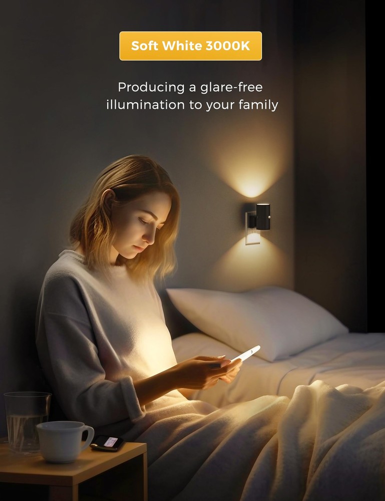Motion Sensor Night Light Plug in, Motion Activated Night Light, 0-100LM Dimm...