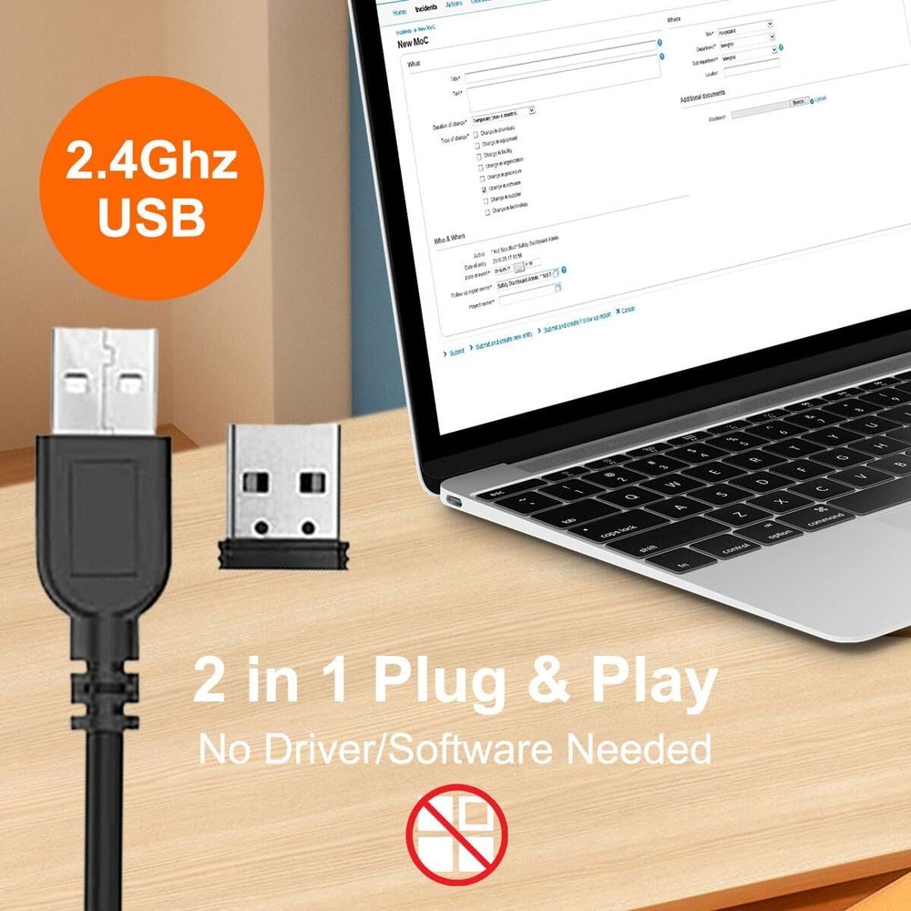 2.4Ghz Wireless Barcode Scanner USB Cordless 1D Laser Handhold Barcode Reader