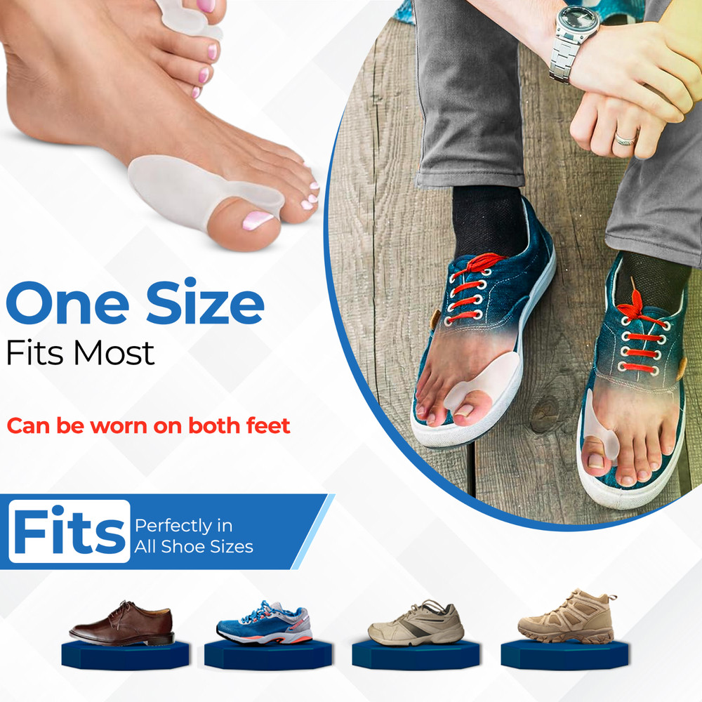 2 Gel Silicone Bunion Toe Corrector Straightener Protector Splint Pads Support