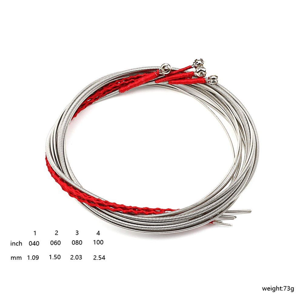 Chrome 4 String Guitar Bass Strings with Small Ball Ends Plated Bead Head