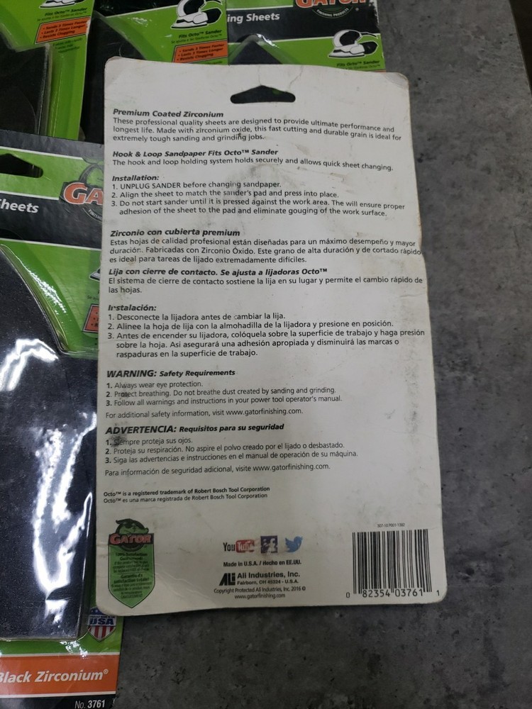 (8) Gator Ultra Power Hook Loop Sanding Sheets 14 Pc Asst 3761 Black Zirconium
