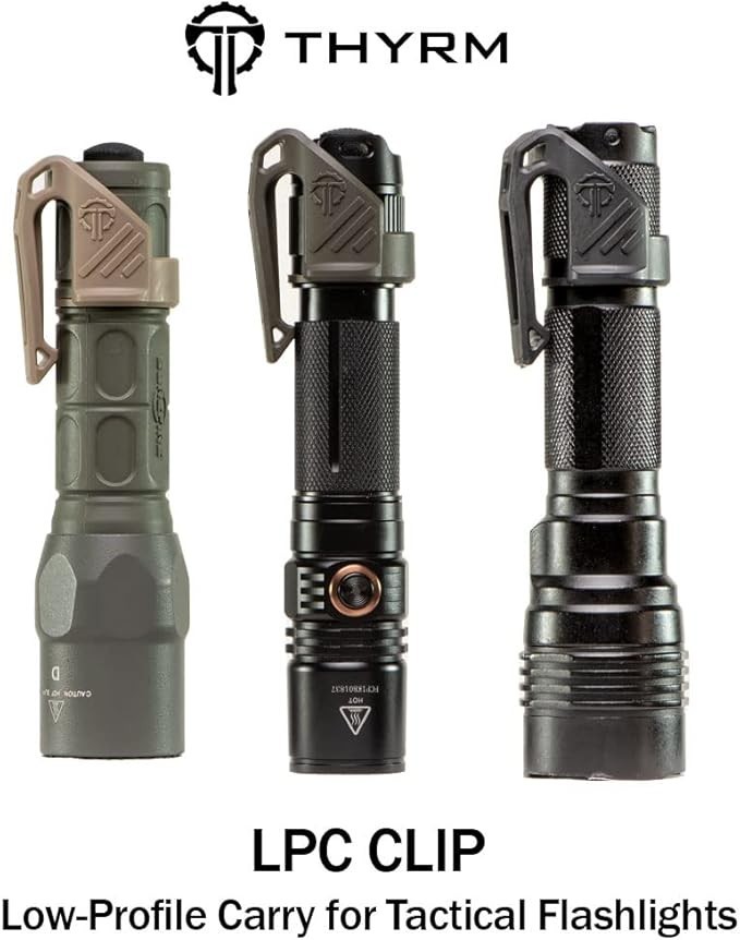 Low Profile Carry Clip for Flashlight - MOLLE Compatible & Durable Black Design