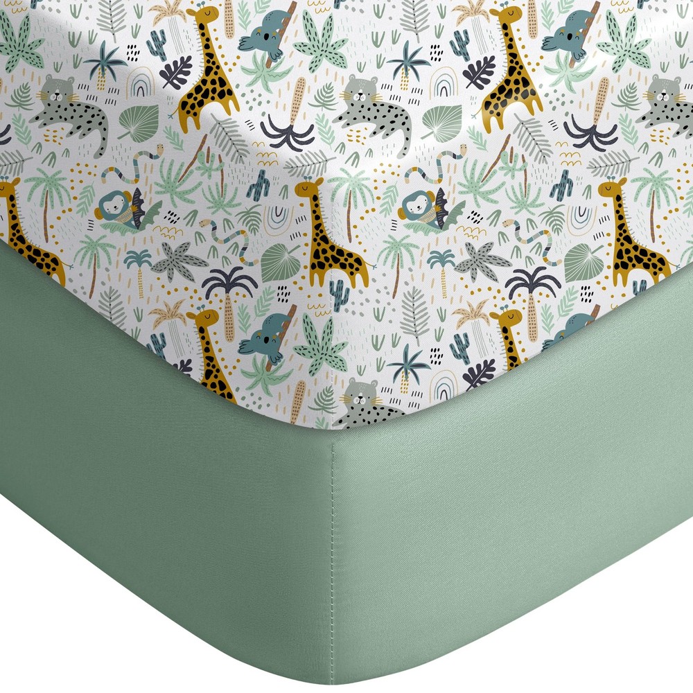Yoofoss Pack and Play Sheets Fitted, Mini N Sheets, Green + Giraffe