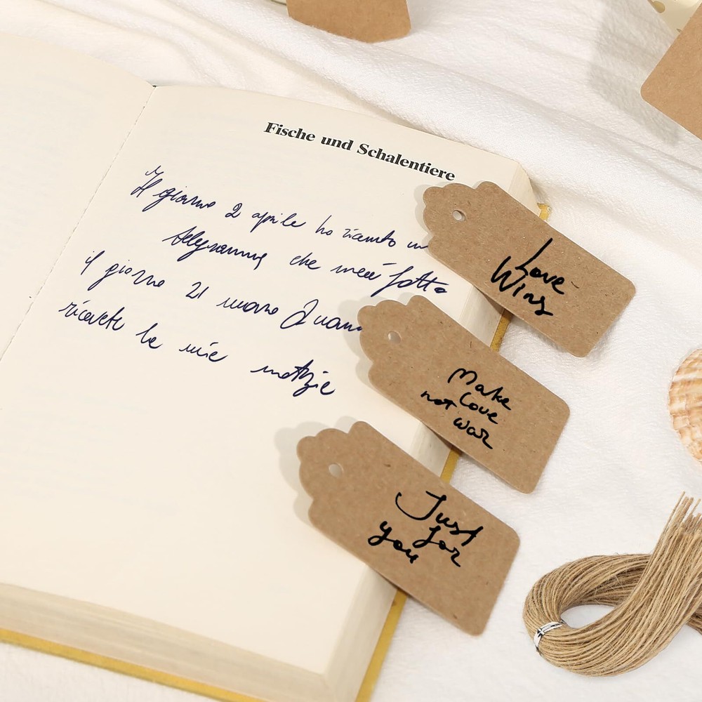 150PCS Kraft Paper Gift Tags with Strings，Brown Blank Tags Hanging Labels