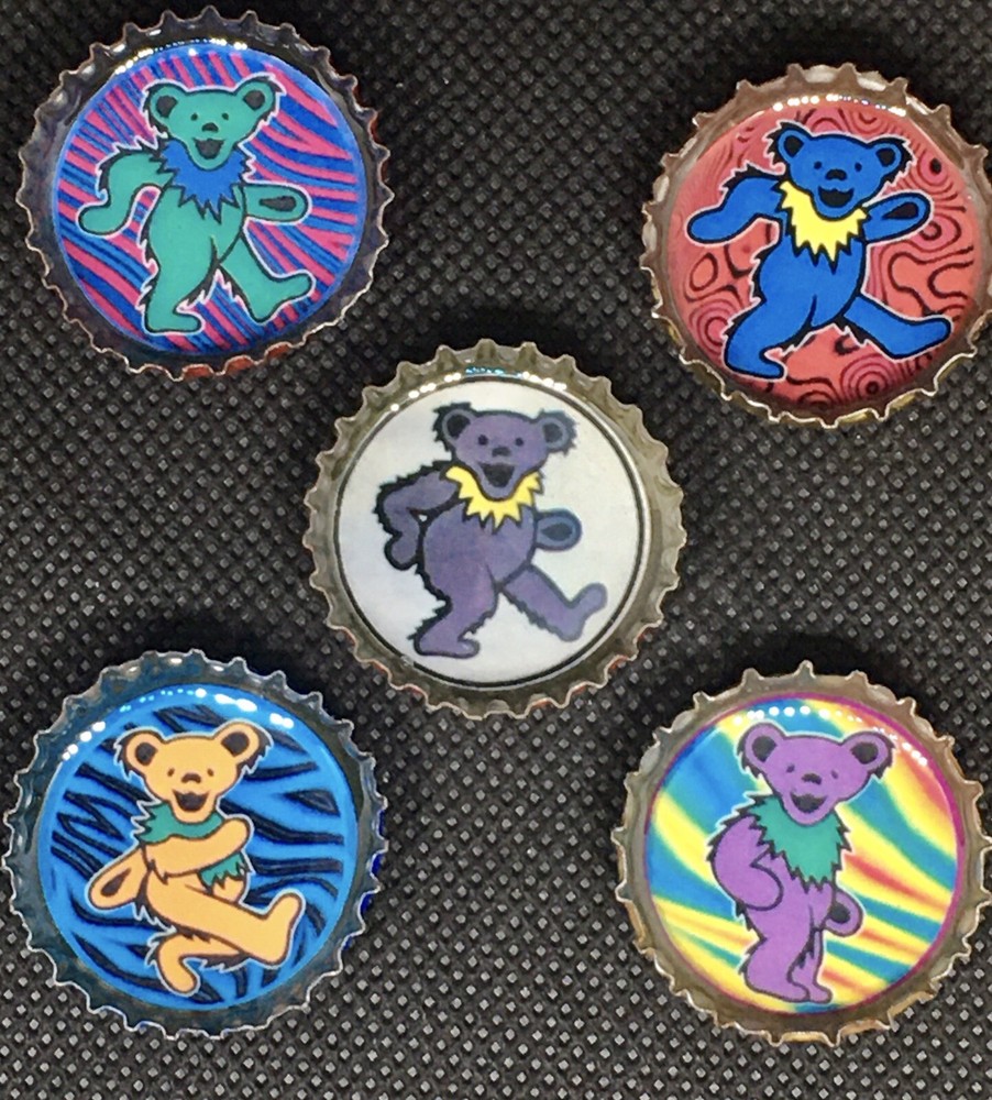 Grateful Dead Dancing Bears Bottle Cap Magnet Set