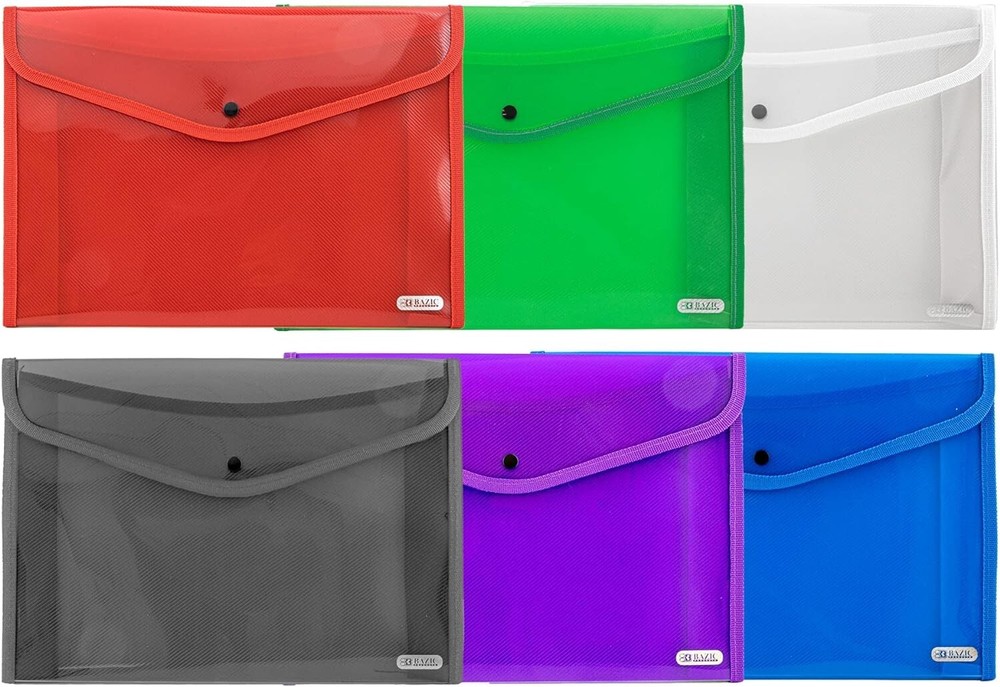 Plastic File Folder Document Holder V-Flap Letter Size - 2 Pack - Random Color