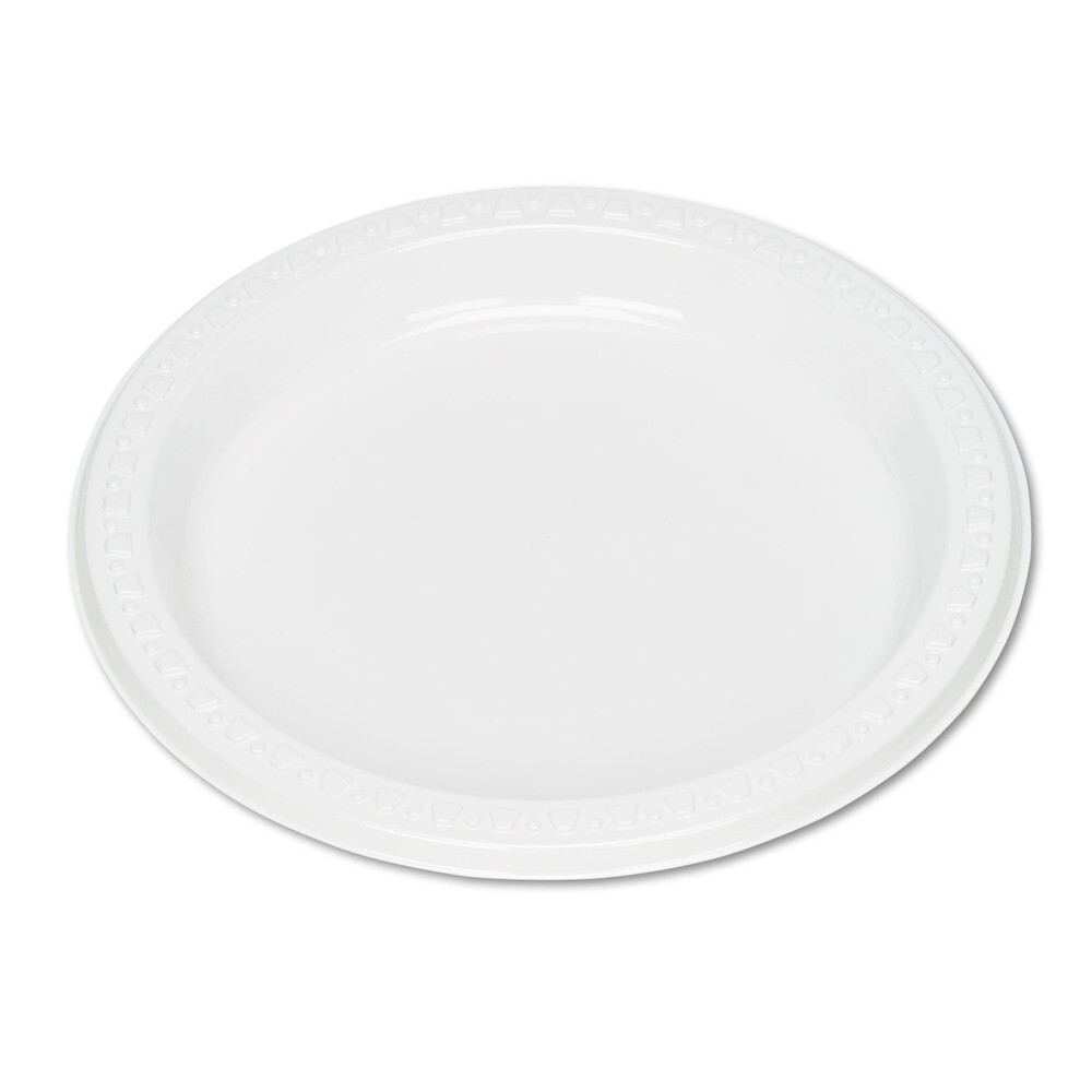 Tablemate 7644WH 7" Diameter Plastic Dinnerware Plates - White (125/PK) New