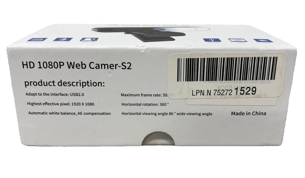 HD Pro 1080p Web Camera S1 Webcam with Microphone No Manual EUC