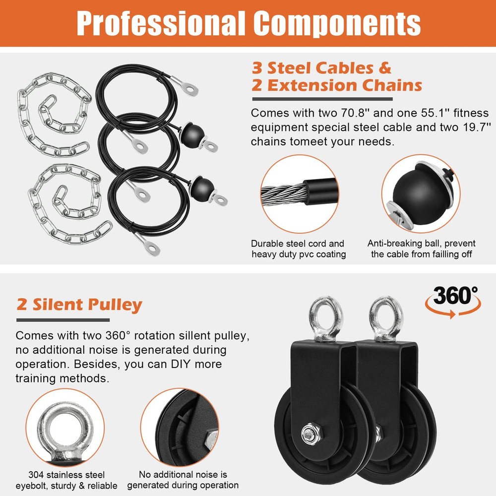 Home Gym Pulley System, Tricep Workout Pulley System for LAT Pulldown, Biceps...