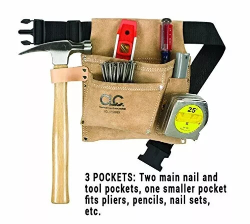 CLC IP489X Suede Tool Bag & Poly Web Belt, 3 Pocket