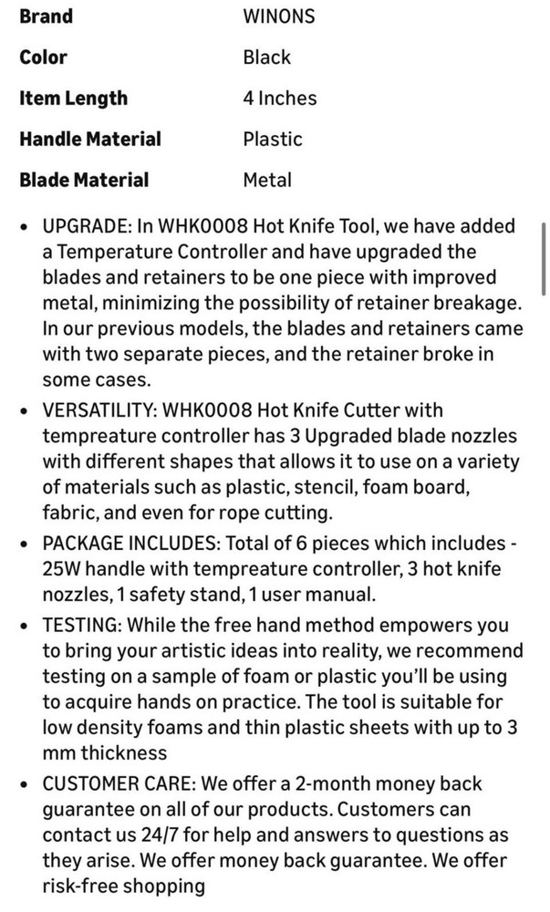 WINONS Hot Knife Cutting Tool Set