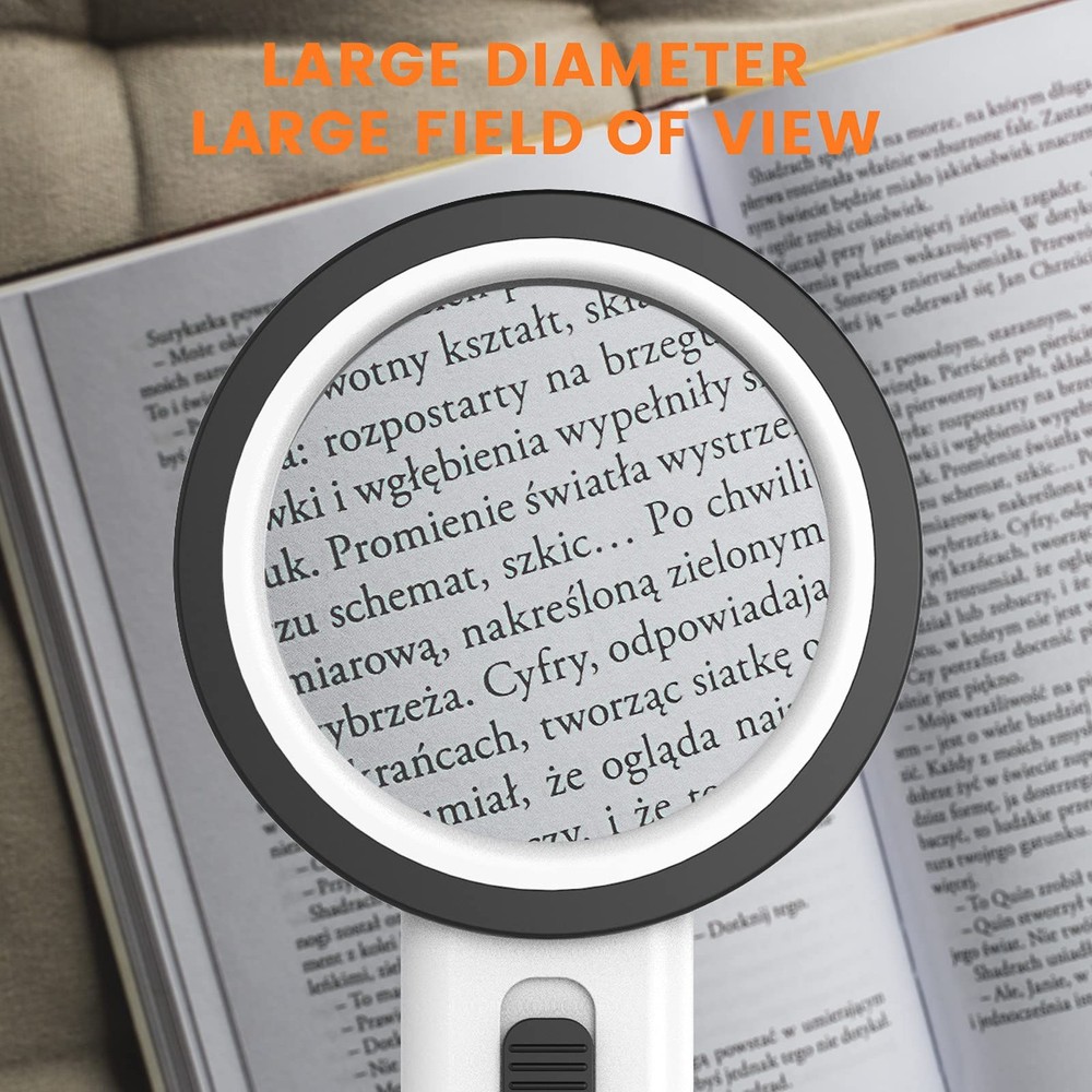 AIXPI Magnifying Glass with Light, Double-Layer Lens Handheld White