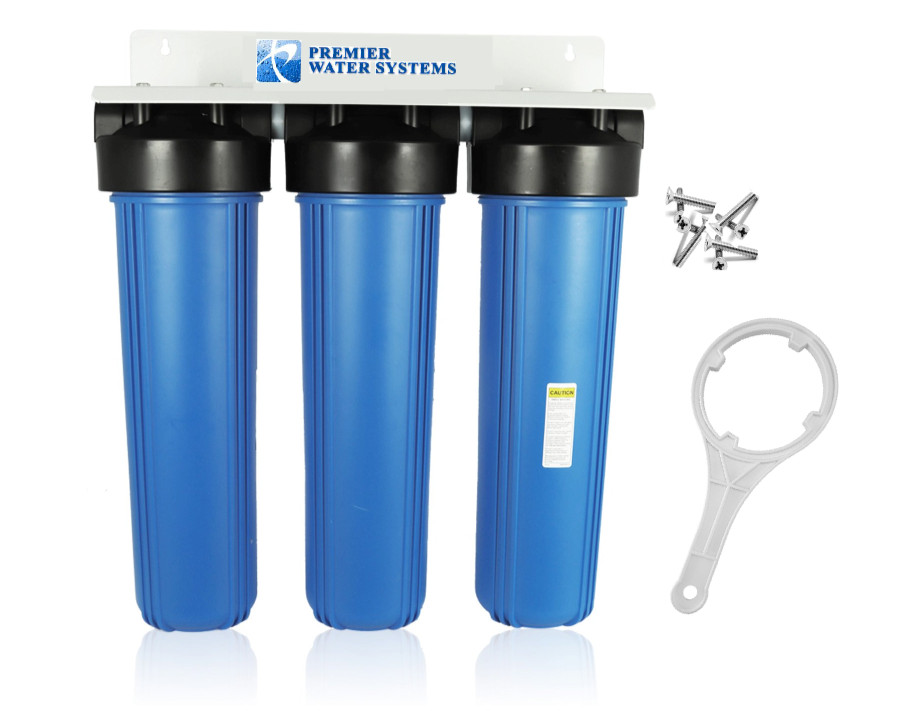 Triple Big Blue 20" Whole House Water Filter System 1" + FILTERS