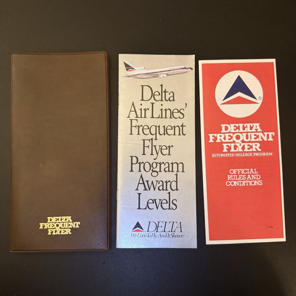 Rare 80s Delta Airlines Ticket Wallet W/ Insert