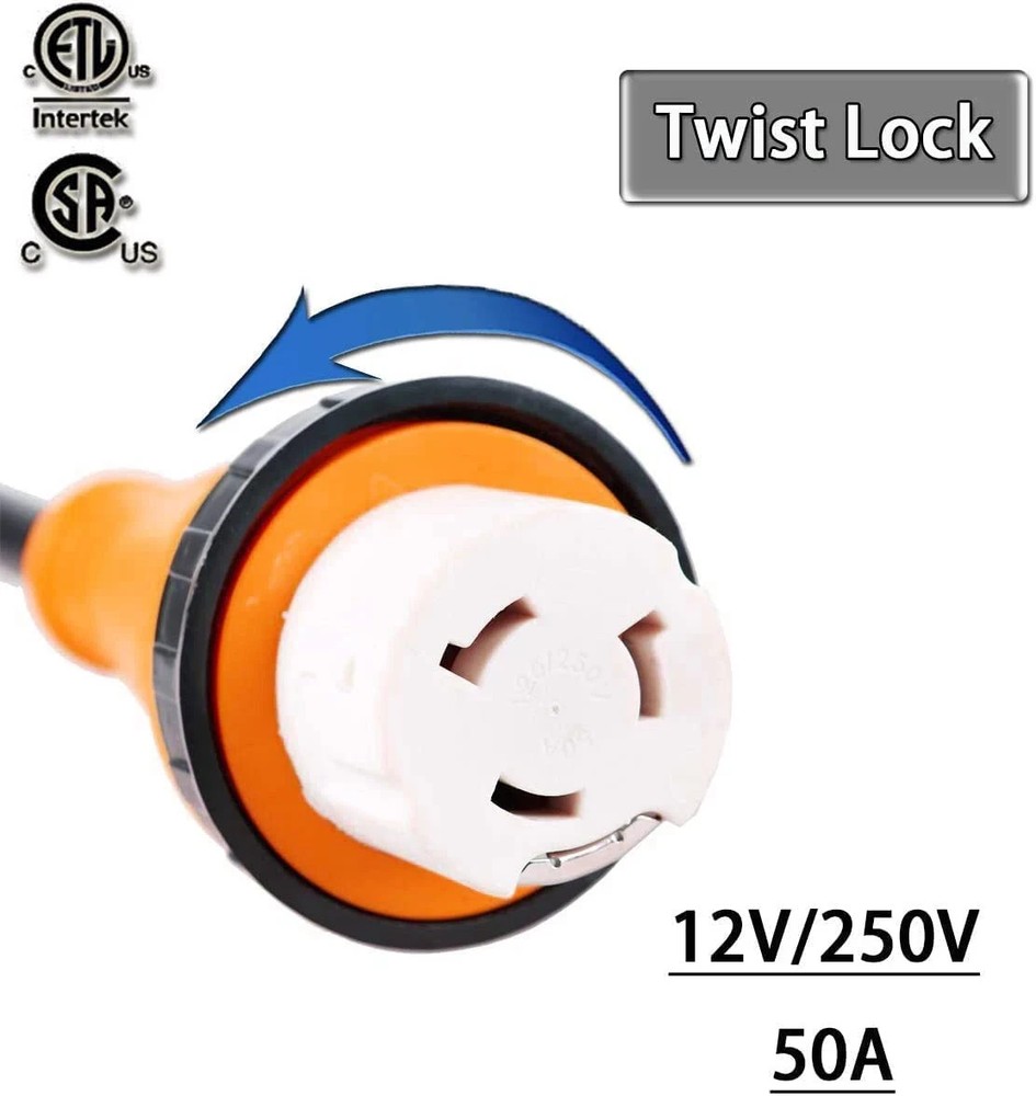 RV Power Cord Adapter 15 amp Male to 50 amp twist lock female camper USA