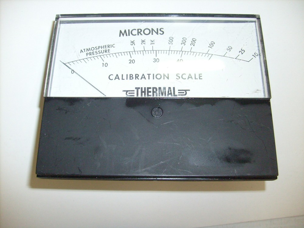 vintage Thermal Engineering Microns calibration scale Panel Meter - Atmosphere