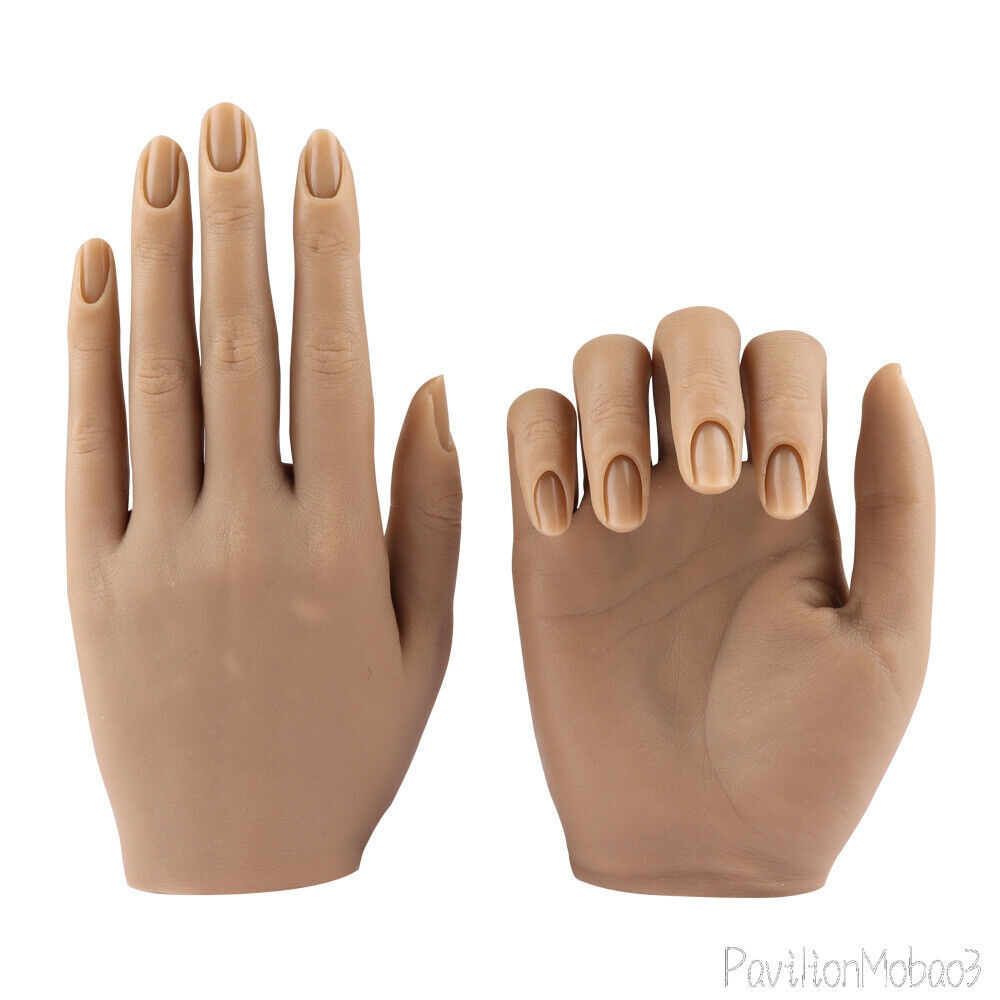 Female  Silicone Hands Nail Practice Mannequin Model Display Inserted