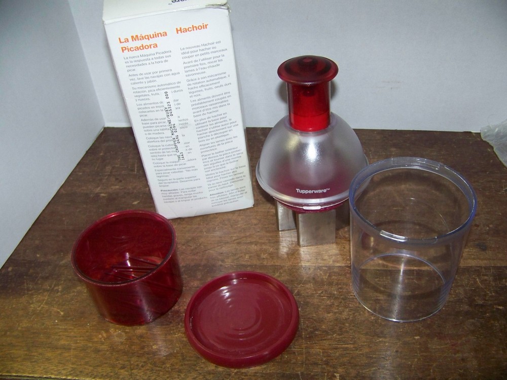 Vintage Tupperware The Chopper Machine Hand Chopper Ruby Red