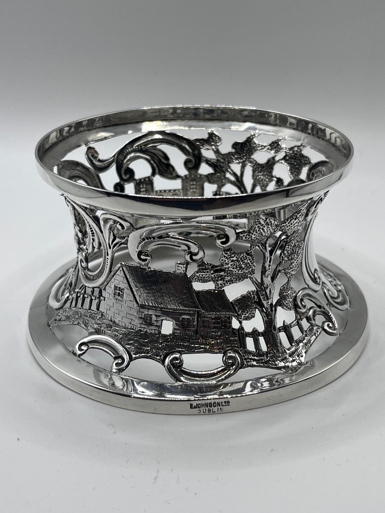 Irish Solid silver potato ring Dublin 1907 Castle and cottage E Johnson Ltd