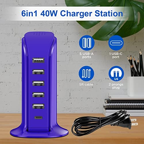 iPhone Charger Fast Charging , Multi Device USB purple charging station