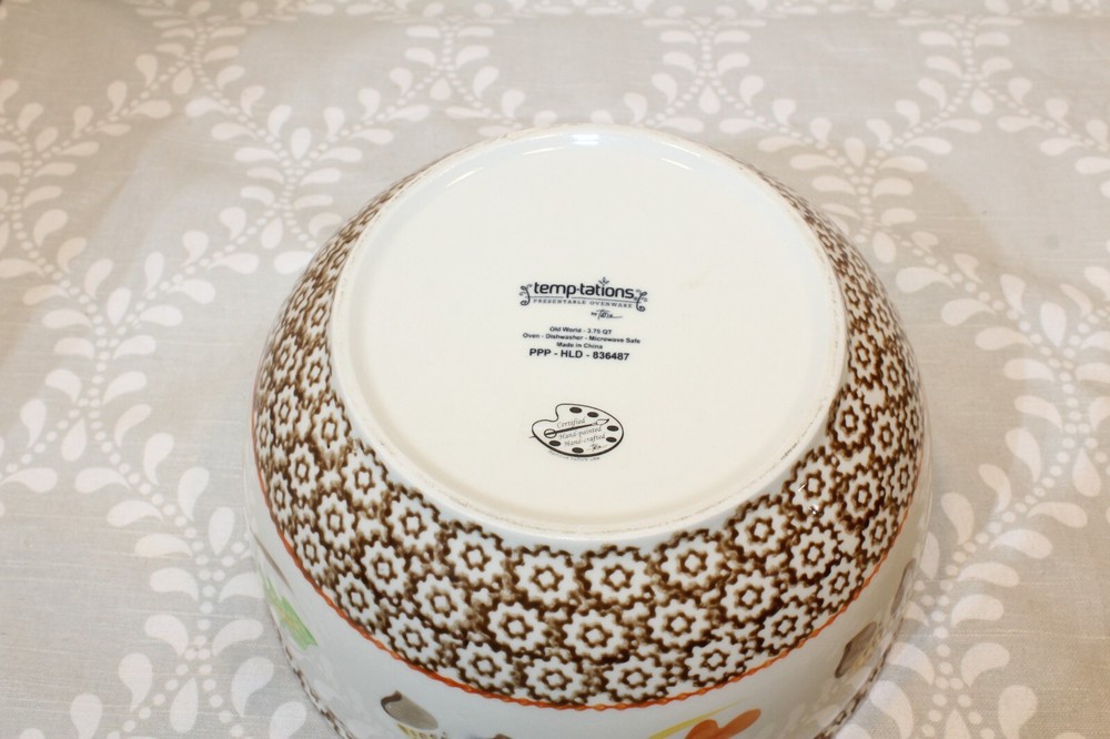 5 PC Temptations Old World Stacking Nesting Mixing Bowl Set - Fall/Autumn Acorns