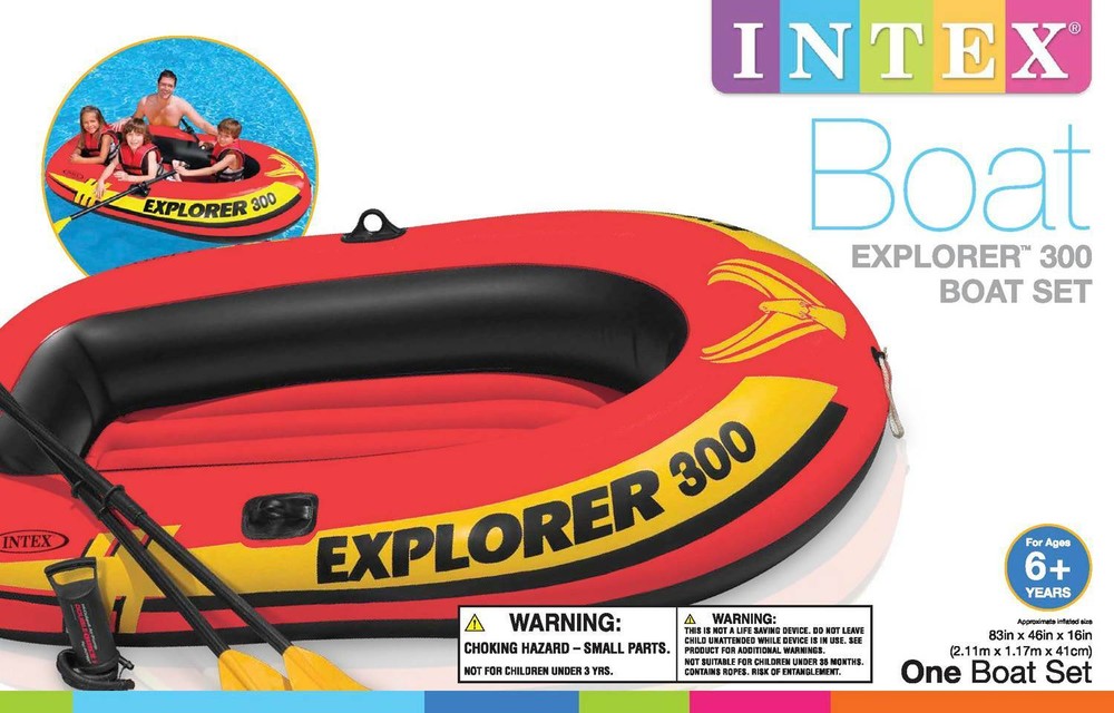 Intex Explorer 300 Compact Inflatable Three Person Raft Boat (Open Box) (3 Pack)