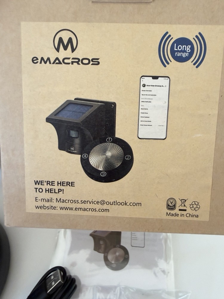 eMACROS Solar Driveway Alarm Wireless Motion Sensor Alert System New