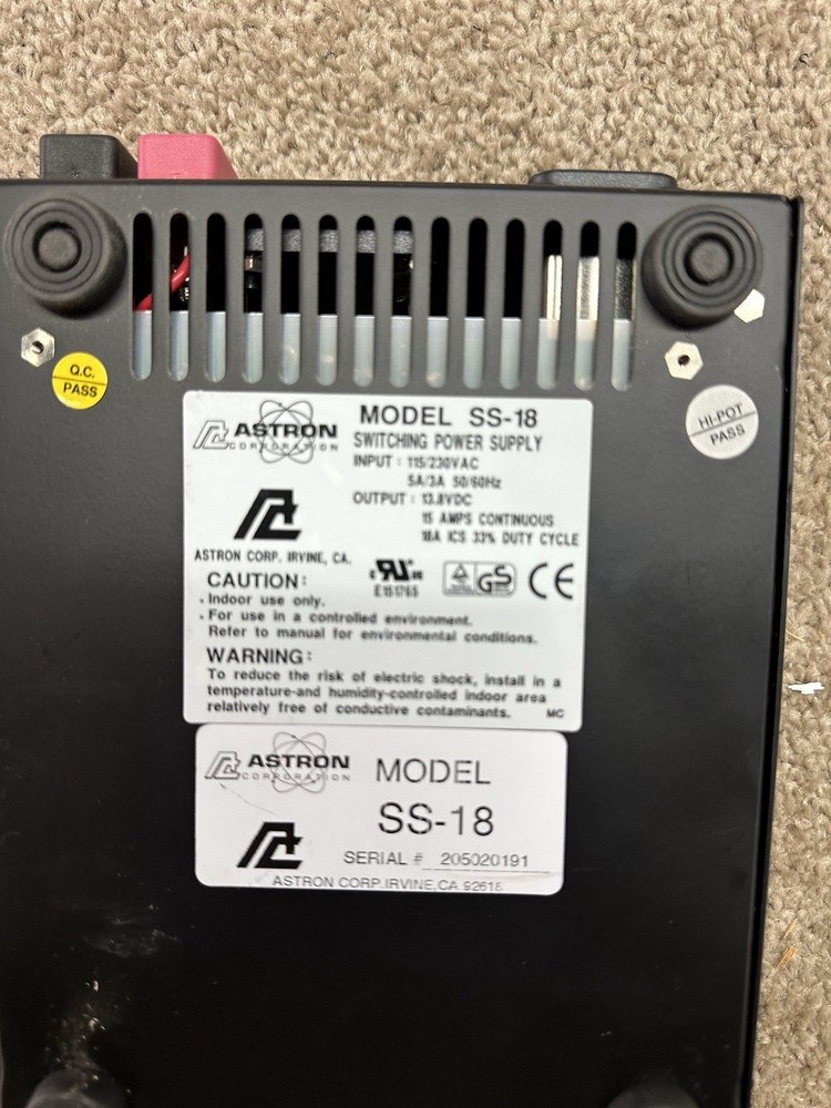 Astron Desktop Switching Power Supply SS-18 +13.8V/15 Amp Continuous