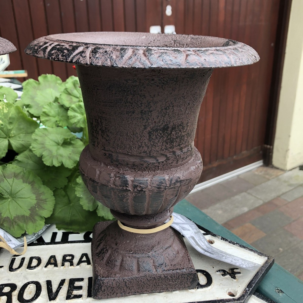 Cast Iron Pair Garden Urns 20 Cms High