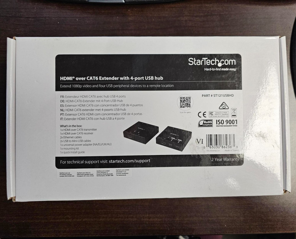Startech ST121USBHD HDMI over CAT6 Extender w/ 4-Port USB Hub