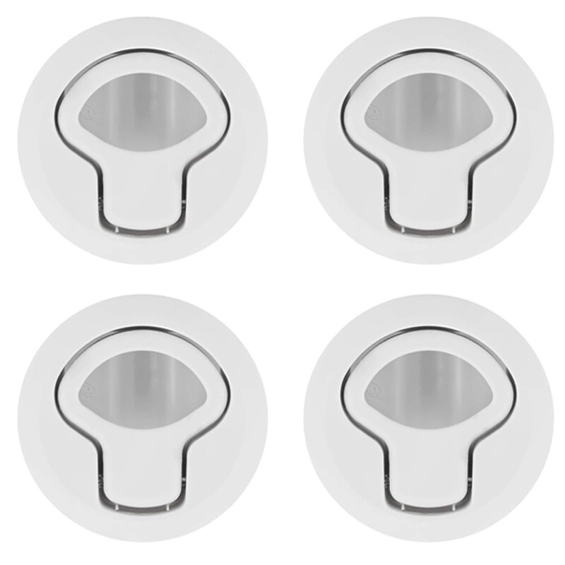 4pcs 2" Flush Pull Slam Latch NON LOCKING White For Boat Marine Deck Hatch Door