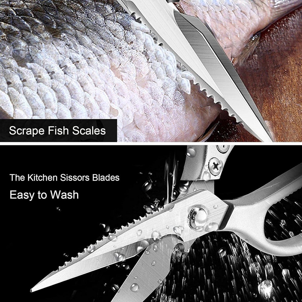 LONJYI Multi Function Kitchen Scissors, Heavy Duty Stainless Steel Shears with U