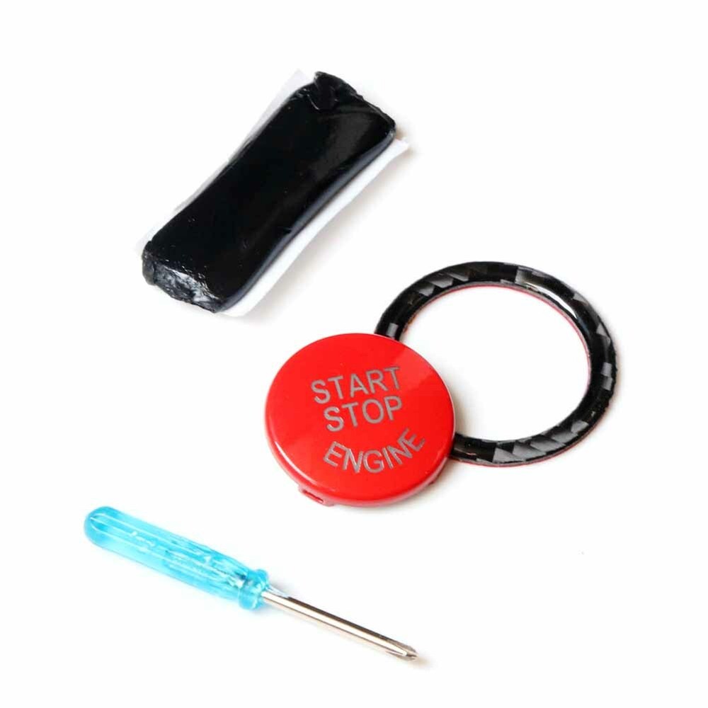 Red Engine Start-stop Push Button Cover With Black Ring Trim For BMW E90 E92 E93