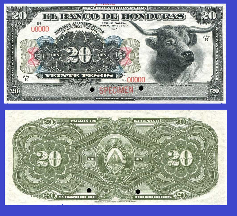 Honduras 20 pesos 1913   - Copy