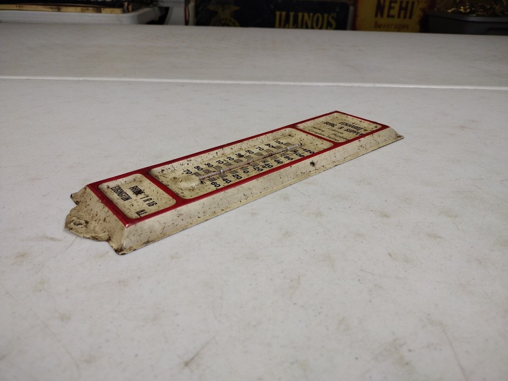 Vintage Eckhardt Bldg. & Supply Edgington IL Advertising Thermometer