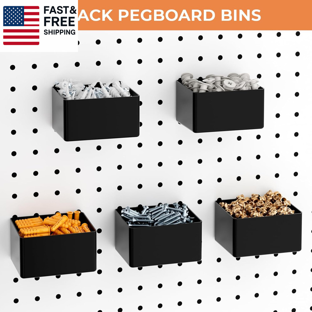 120PCS Pegboard Accessories Organizer Kit, Peg Board Hooks Assortment with Bin