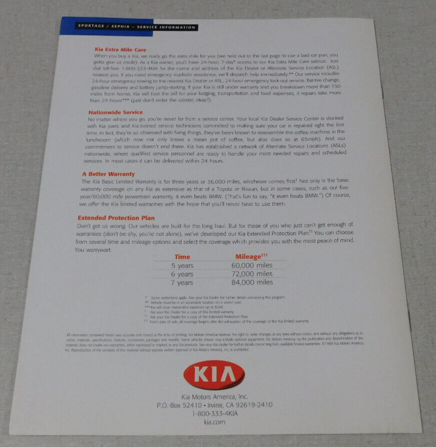 1999 Kia advertsing brochure
