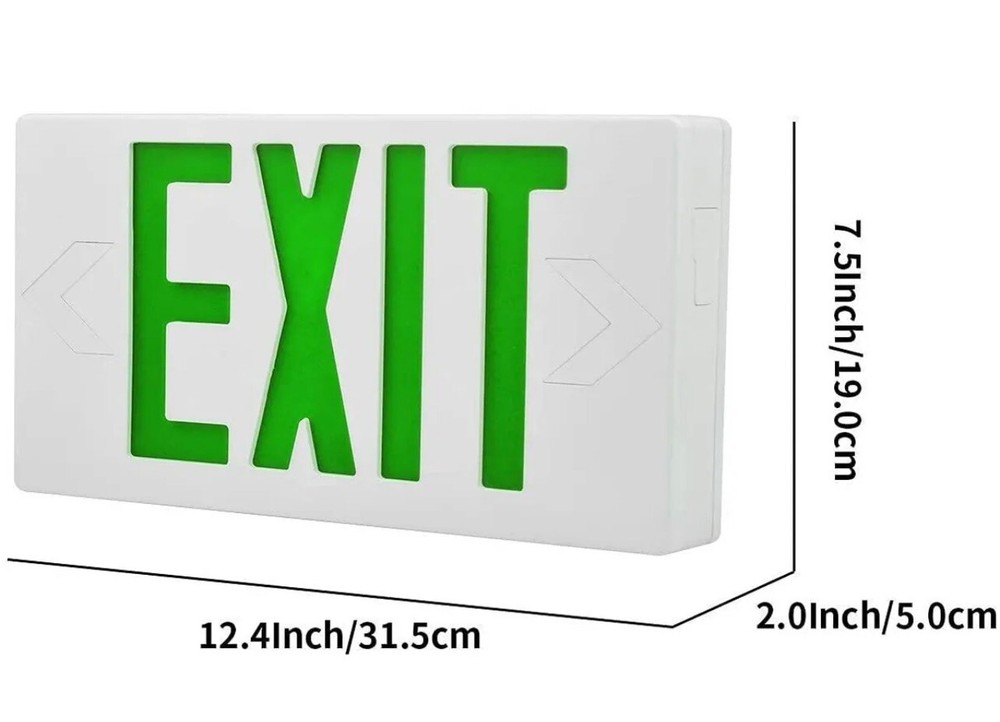 2 Pack Green LED Exit Sign Emergency Light Battery Backup UL924