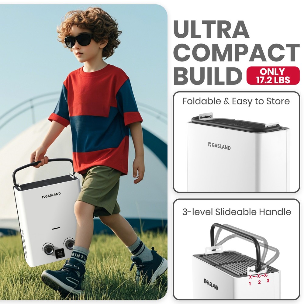 Portable Propane Tankless Water Heater Compact Outdoor Shower for Off-Grid Cabin