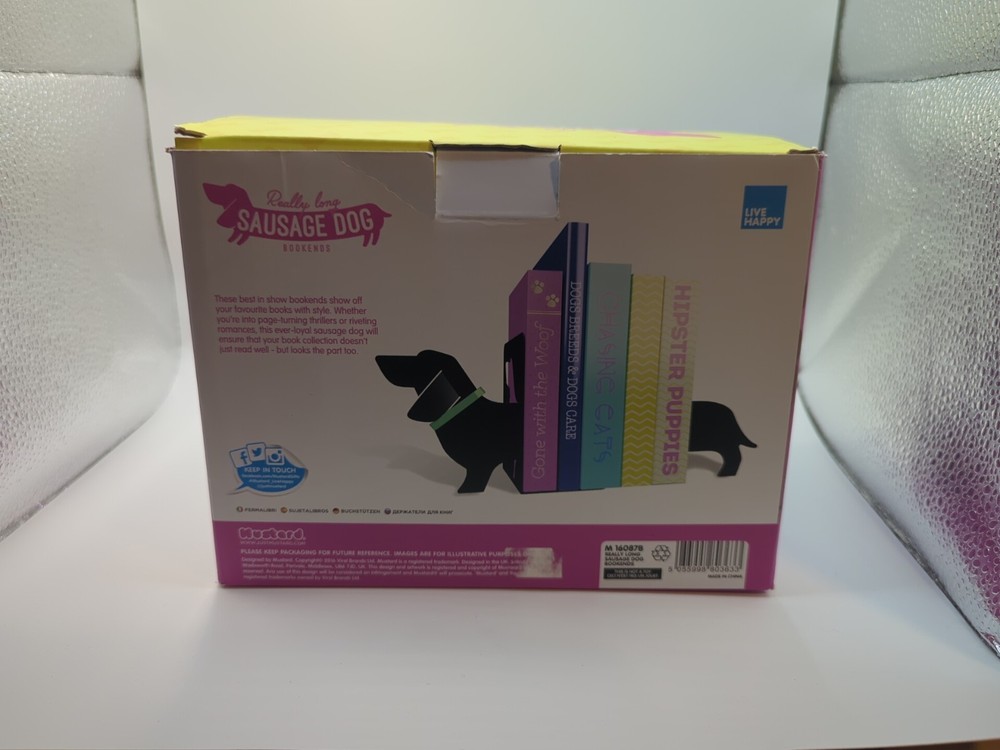 Mustard Sausage Dog Bookends NIB