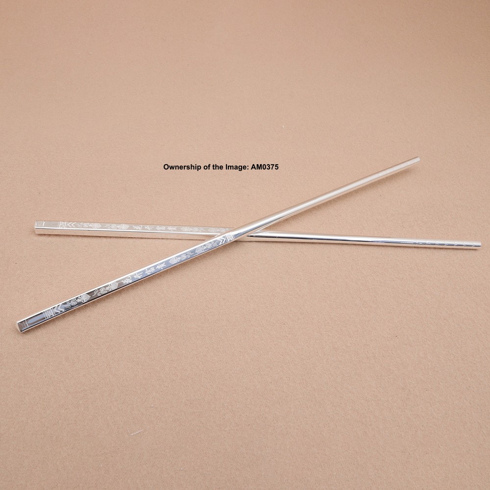 999 Pure Silver Chinese Chopsticks Chrysanthemum Pattern Antibacterial Tableware