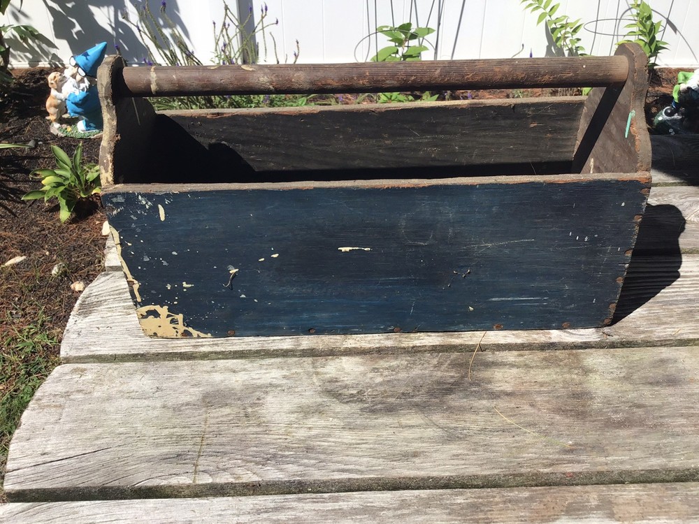 Vintage Wooden Toolbox/ Carpenters Caddy Primative